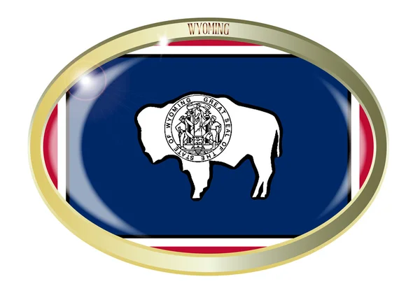 Wyoming statligt flagga ovala knappen — Stock vektor