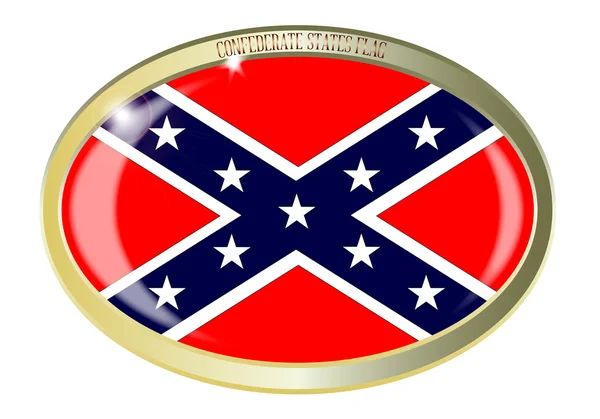 Confederate States Flag Oval Button — Stock Vector