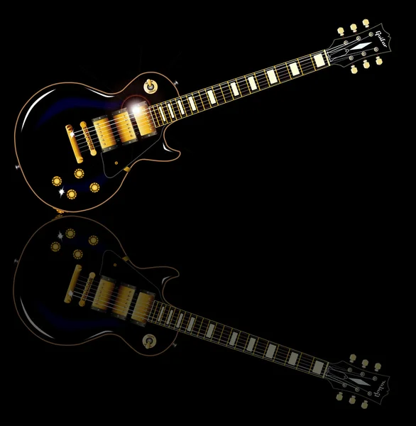 Beleza preta guitarra elétrica — Vetor de Stock