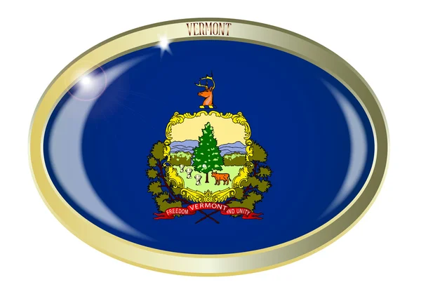 Ovaler Knopf der Flagge des Bundesstaates Vermont — Stockvektor
