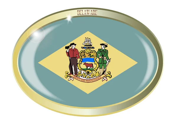 Botão oval da bandeira do estado de Delaware —  Vetores de Stock