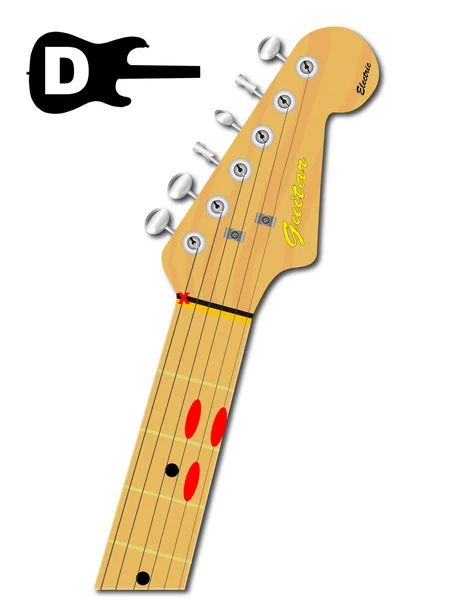 El acorde de guitarra de re mayor — Vector de stock