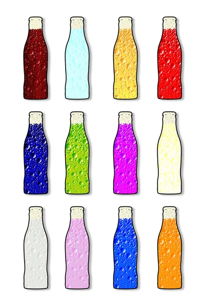 Soda butelki smak ikony — Wektor stockowy