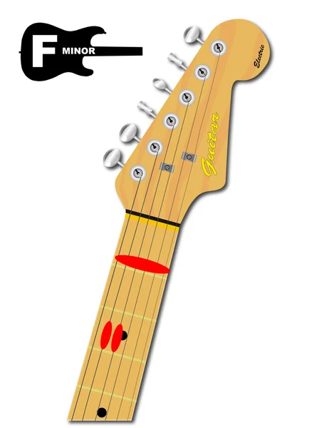 El acorde de guitarra de F menor — Vector de stock