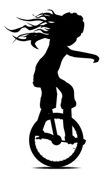 Kleines Mädchen auf dem Einrad — Stockvektor