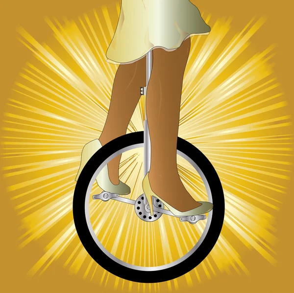 Unicycle On Golden Splash — Stock Vector