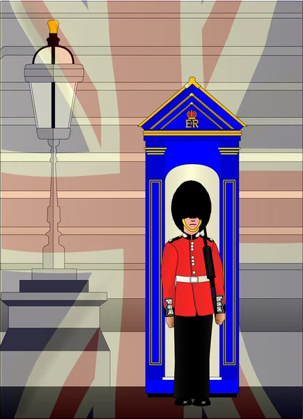 Soldier On Royal Guard Duty — Stock Vector