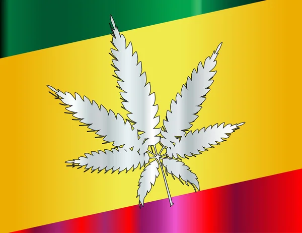 Bandera y hoja rastafari — Vector de stock