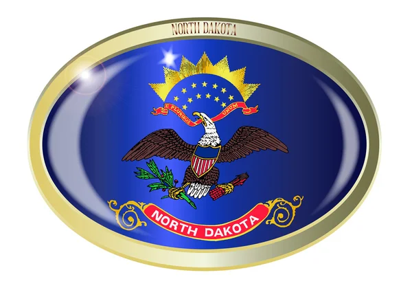 Botón oval de la bandera del estado de Dakota del Norte — Vector de stock