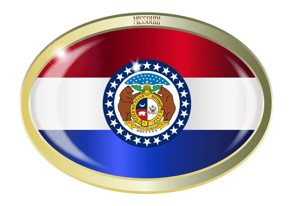 ミズーリ州の旗の楕円形のボタン — ストックベクタ