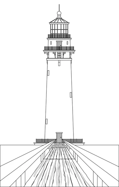 Farol preto e branco esboço — Vetor de Stock