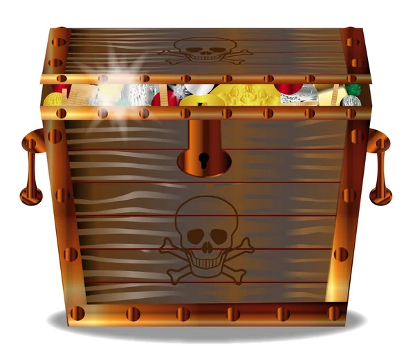 Fullständig Pirates Treasure Chest — Stock vektor