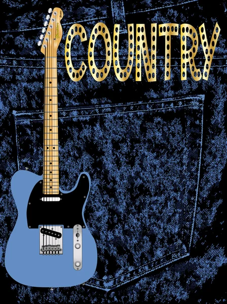 Cartel de Guitarra Country Pickin — Vector de stock