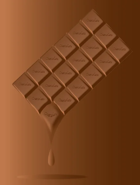 Derretimiento barra de chocolate — Vector de stock