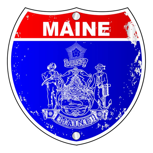 Maine Flag As A  Interstate Sign — Stock Vector