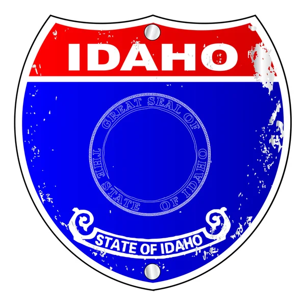 Idaho iconos de la bandera como una señal interestatal — Vector de stock