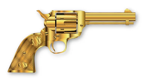 Golden Six Gun — Stock Vector
