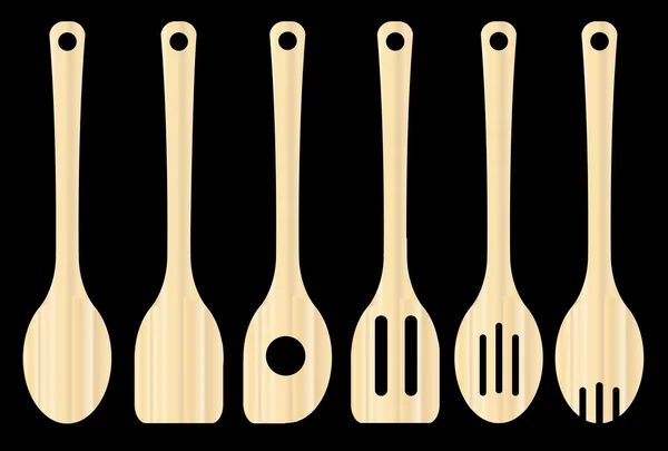 Outils de cuisine en bois — Image vectorielle