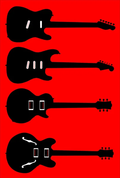 Silhouette Guitar Collection — Stock Vector