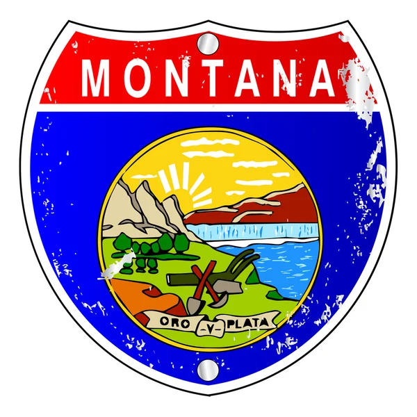 Montana iconos de la bandera como señal interestatal — Vector de stock