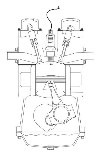 Outlind ritning bensinmotor — Stock vektor