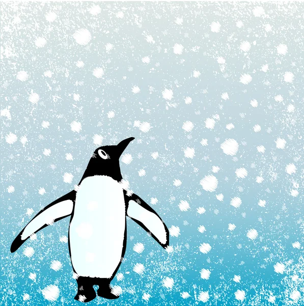 Pingüino en la nieve — Vector de stock