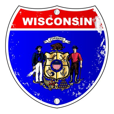 Wisconsin Flag Icons As Interstate Sign clipart