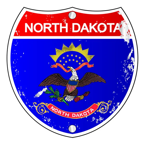 Ícones da bandeira de Dakota do Norte como sinal interestadual — Vetor de Stock