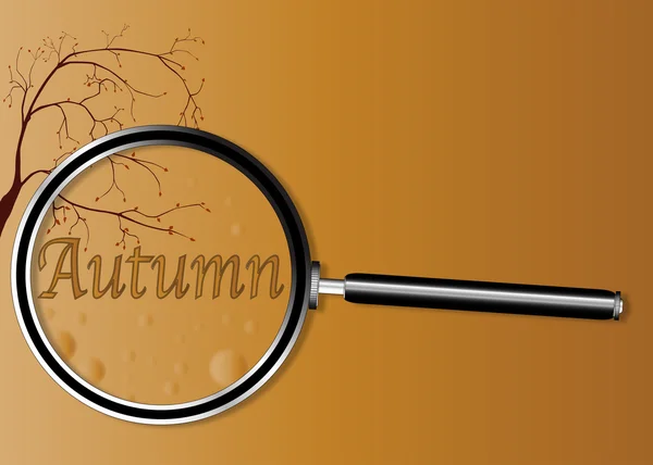 Autumn Under The Magnifying Glass — Stock Vector