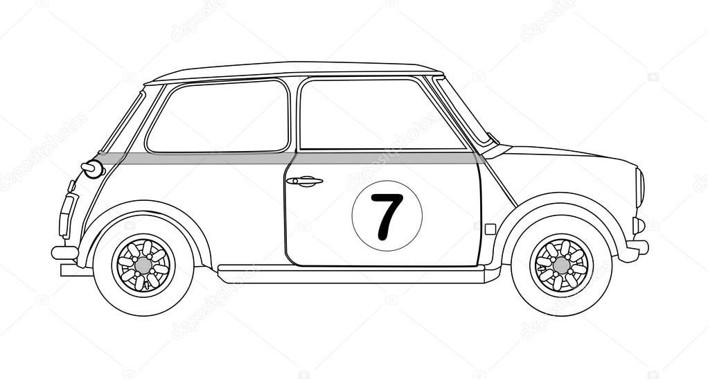 Compact Saloon Outline Drawing