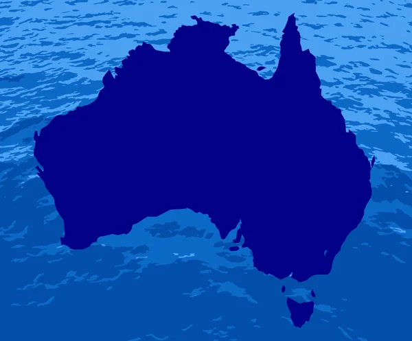 Australský silueta oceánu mapa — Stockový vektor