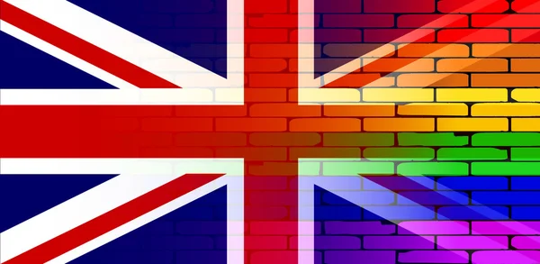 Gay Rainbow ściany Union Jack — Wektor stockowy