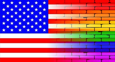 Eşcinsel gökkuşağı duvar Amerikan bayrağı