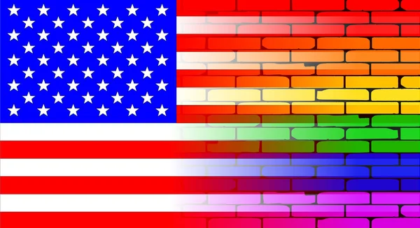 Gay Rainbow Wall Bendera Amerika - Stok Vektor