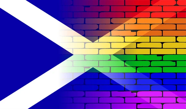 ゲイ虹壁のスコットランドの旗 — ストックベクタ