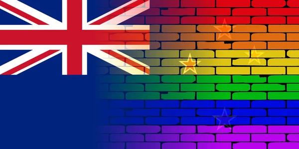 Mur arc-en-ciel gay drapeau néo-zélandais — Image vectorielle