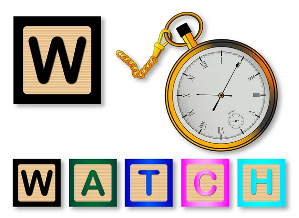 W Is For Watch — Stock Vector