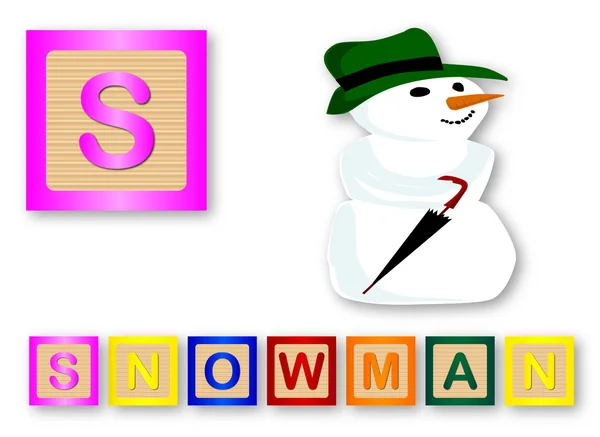 S Is voor Snowman — Stockvector