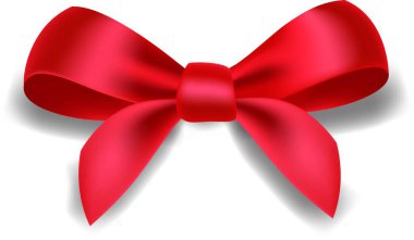 Kırmızı saten hediye yay çizim vektörü 