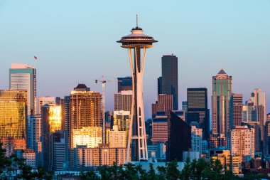 Güzel Seattle Space Needle ile akşam 