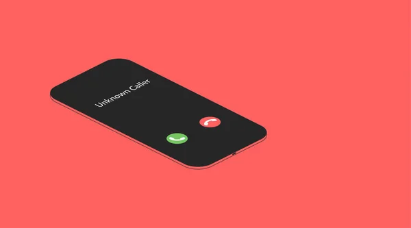 Llamada Desconocida Smartphone Isométrico Con Una Persona Anónima Identificada Fondo — Archivo Imágenes Vectoriales