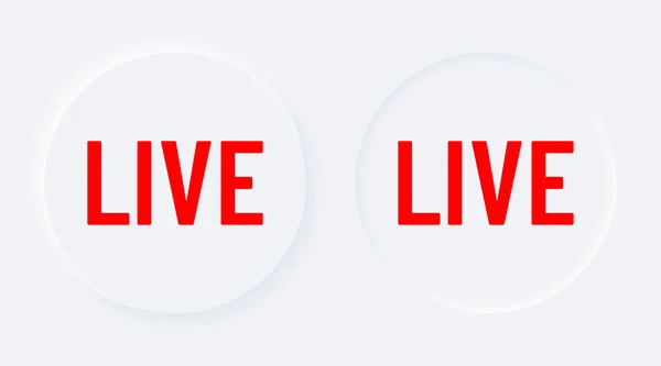 Κόκκινο Ζωντανό Φωτεινά Λευκά Κουμπιά Κύκλο Κλίση Διαδικτυακή Μετάδοση Συμβόλων — Διανυσματικό Αρχείο