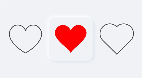 Strahlend Weißer Quadratischer Knopf Mit Roter Herzform Internet Symbol Wie — Stockvektor