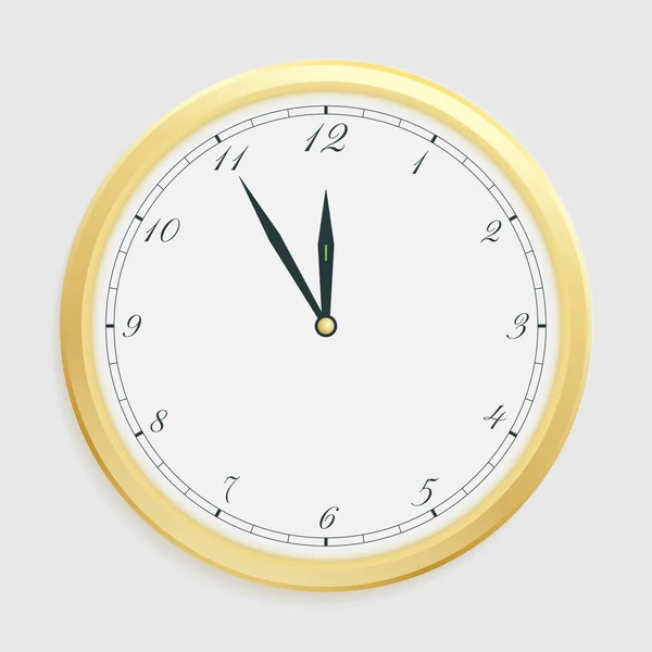 Christmas New Year Golden Clock Five Minutes Twelve Clock Eps — Stock Vector