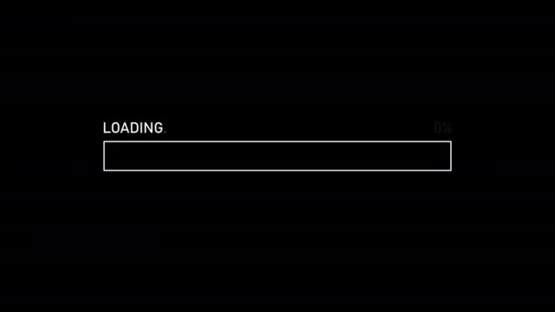 Barra Progresso Buffer Carregamento Interface Download Branco Fundo Preto Indicador — Vídeo de Stock