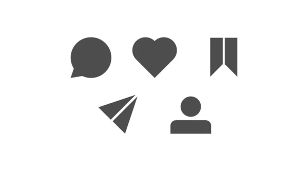Conjunto Iconos Planos Redes Sociales Botones Interfaz Post Símbolo Concepto — Vector de stock