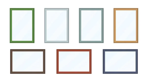 Cadre Photo Rectangle Réaliste Vide Vectoriel Avec Papier Blanc Verre — Image vectorielle