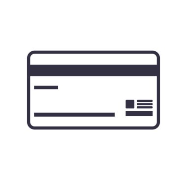 Vektör plastik kredi kartı. Siyah basit bankacılık ikonu. Düz Çizim