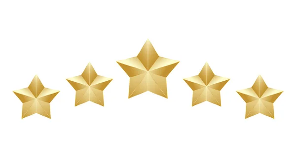Guld Fem Form Stjärnor Kvalitet Ikon Vit Bakgrund Stjärnornas Lutning — Stock vektor