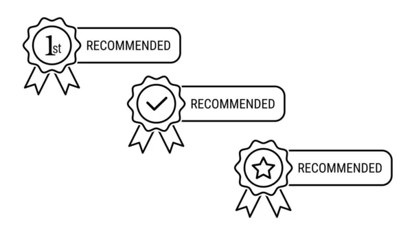 Vink Vinkje Ster Aanbevolen Outline Vector Pictogrammen Rosette Resultaat Award — Stockvector